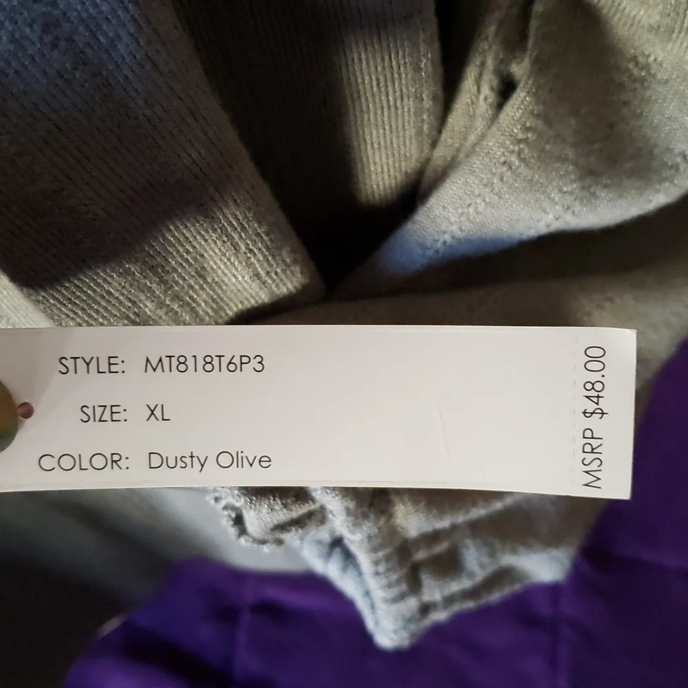 NWT ZAC & RACHEL Olive Green Long Sleeve Top size XL - Picture 5 of 9